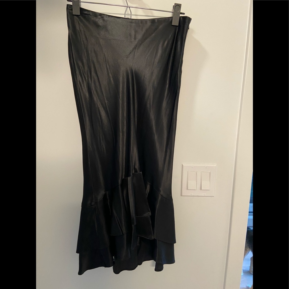 Black silk ruffle skirt